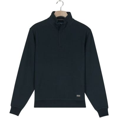 Baileys Trui Jacquard Texture Uni Color Sweat Zip Collar Navy / male