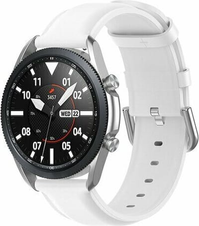 By Qubix - Geschikt voor Garmin bandje - Geschikt voor Garmin Vivoactive 4 / 4L - Classic leren bandje - Wit - Smartwatch bandje 22mm
