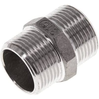 Dubbele Nippel G3/4'' RVS Vlakke Afdichting 16bar 29mm Hex