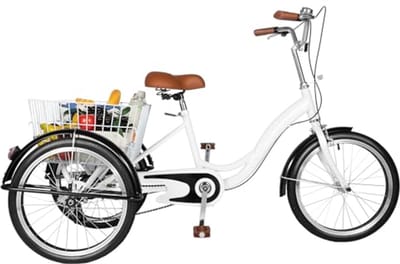 Driewieler voor volwassenen - Driewiel fiets - Vrije tijd - Grote mand - 20 inch - Wit