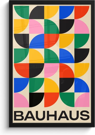 Fotolijst inclusief poster - Posterlijst 40x60 cm - Posters - Bauhaus - Abstract - Vintage - Kleurrijk - Kunst - Foto in lijst decoratie - Wanddecoratie woonkamer - Muurdecoratie slaapkamer