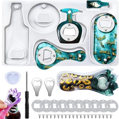 SnelShoppen - Silicone Mallen Bottle Opener Epoxy Resin Moulds - Creatieve DIY Silicone Vorm voor Unieke Flessenopener - Flexibel en Herbruikbaar - Pe