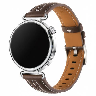 Leren bandje - geschikt voor Garmin Venu 2s / 3s / 4 (41mm) / Vivoactive 4s / Forerunner 255s / 265s - Huawei Watch GT 5 Pro - 42mm / GT 6 / GT 5 / GT 4 - 41mm - stiksels - donkerbruin