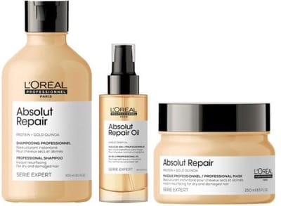 L`Oreal Professionel - Absolut Repair Set - Shampo + Masker + Olie - Beschadigd Haar Pakket - Serie Expert Giftset