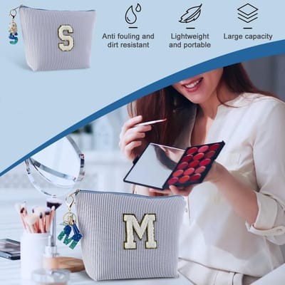 Make-uptas voor meisjes en vrouwen in blauw, ideaal voor onderweg, trendy en praktisch opbergaccessoire
