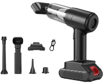 Draadloze Handstofzuiger Voor De Auto - Draagbare Oplaadbare Mini Autostoofzuiger - Zwart - 5 Opzetstukken - 16000Pa