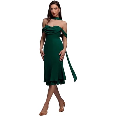 Vrouwen chiffon jurk Goddiva Midi