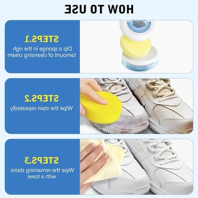 Multi-Purpose Schoenreinigingscrème voor Witte Schoenen, Vlekkenverwijderaar en Schoenpoets, 260 g, Ideaal voor Leer en Textiel