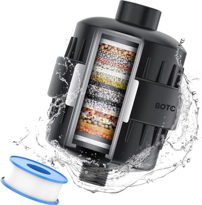 BOTC Premium Universele Douchefilter - Model: R012 - 20 Stage Shower Filter - Waterfilter Voor Douchekop - Anti Kalk Waterfilter - 1 stuk - Zwart