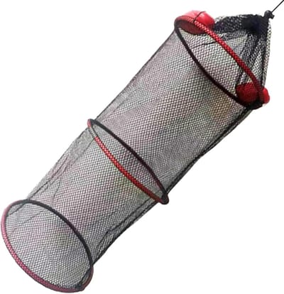 Drijvende Vismand - Visnet Houder - Gevangen Vis Bewaren - Verstevigd Metalen Frame - 25x60cm - Nylon