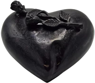 Urnenspecialist® - Urn hart met roos - Urn Hart - As verwerking - 1600ML - Zwart - Black