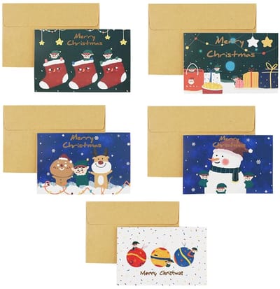 Dailygoods - 5 stuks kerstwenskaarten met verschillende patronen, gevouwen wenskaarten, Kerstmis - kerstkaarten voor elke geliefde - coole kerstkaarten met en zonder woorden