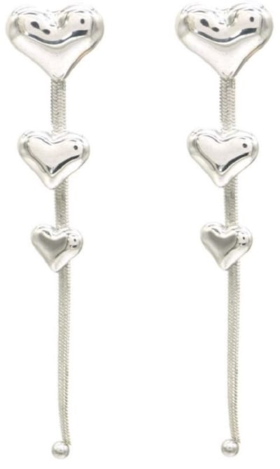 Oorbellen Hartjes - Oorhangers - RVS - 7 cm - Zilverkleurig – valentijn – cadeau
