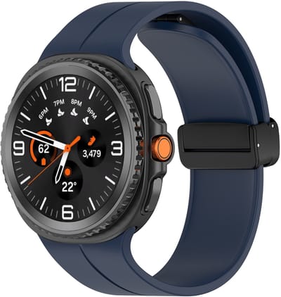 Stravo Zachte Siliconen Bandje met Magneetsluiting – Geschikt voor Samsung Galaxy Watch 9 (40/44mm) / Watch 8 (40/44mm) / 8 Classic (46mm) – Sportief Horlogebandje met Verstelbare Magneetsluiting – Donkerblauw