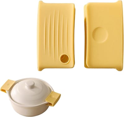Hittebestendige Silicone Pannenlappen voor Veilig Koken, Brandwerend en Duurzaam Keukengerei voor Gietijzeren Pannen en Casseroles, Geel