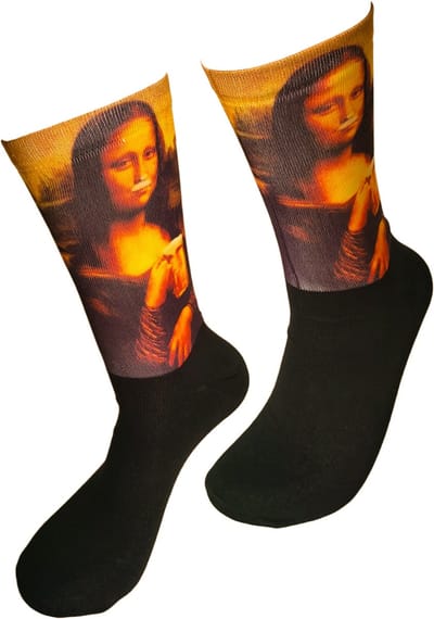 Verjaardags cadeau - Mona Lisa sokken - Kunst Print sokken - vrolijke sokken - valentijn cadeau - aparte sokken - grappige sokken - leuke dames en heren sokken - moederdag - vaderdag - Sokken waar je vrolijk van wordt - Maat 36-40