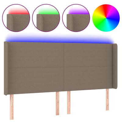 vidaXL - Hoofdbord - LED - 163x16x118/128 - cm - stof - taupe
