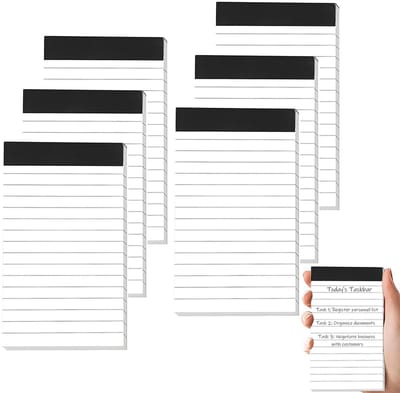 Dailygoods- Notitieblok Klein - 6 Stuks - A7 - Gelinieerd - Afscheurbare Vellen - 180 Pagina's - Hoogwaardig Papier - Schrijfblok