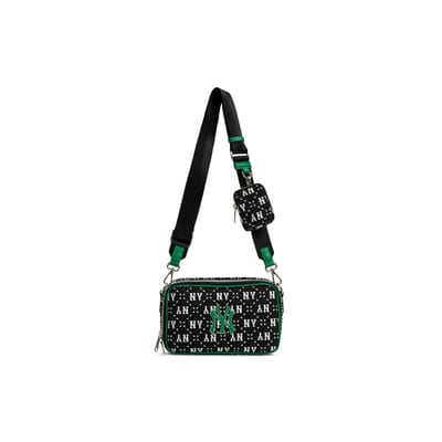 Série Monogramme MLB New York Yankees Imprimé Floral Vintage Sac Bandoulière en Nylon Sac Bandoulière Unisexe Noir 3ACRM013N-50BKS Black black