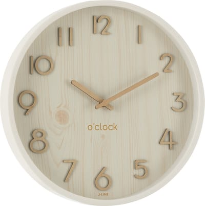 J-Line klok - multiplex/hout - wit - small - Ø 30 cm