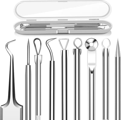 BOTC Mee-eter Verwijderaar - Set 5-delig – Professionele Comedonenverwijderaar - RVS - voor Mee-eters, Acne & Puistjes