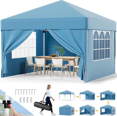 Waterdicht en Stabiel Vouwpaviljoen 3x3 Meter met UV-Bescherming en Hoogteverstelling voor Tuin en Camping
