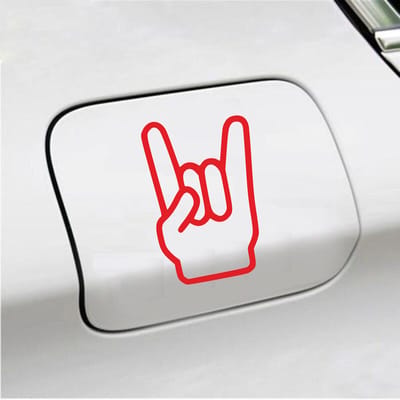 Bumpersticker - Rock N Roll - 13,5 X 8,9 - Rood