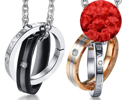 Eternal Love Ketting Set + Rozenblaadjes = Valentijn Cadeautje voor Hem en Haar - Papa Cadeau Voor Mannen - Vaderdag