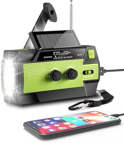 Draagbare Noodradio met Solar Opladen en LED Zaklamp - 4000mAh Powerbank en SOS Alarm
