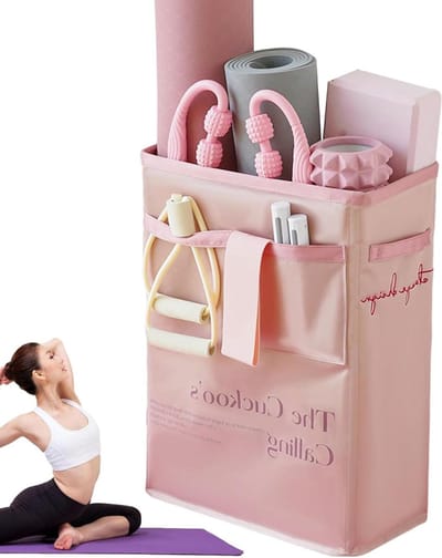 Yoga Mat Opslag - Fitness Organizer - Thuis Gym - Open Ontwerp - 50 x 26.3 x 6.8 cm - Roze