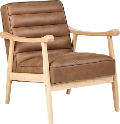 LEKNES - Fauteuil - Bruin - Kunstleer