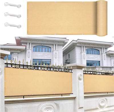 Inkijkbescherming Balkon - Privacy Scherm - Buiten Ruimte - UV Bestendig Ademend - 140x900cm - Zandgeel