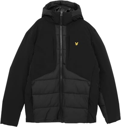 Lyle & scott wadded hybrid jas in de kleur zwart.