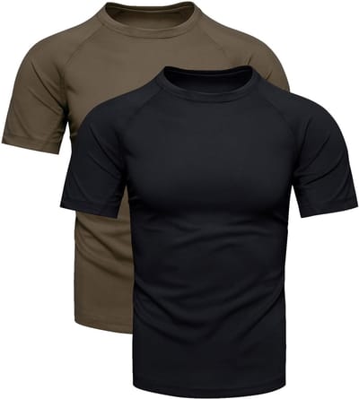 Recea - Sportshirt - Khaki en Zwart - Raglanmouwen - Sneldrogend