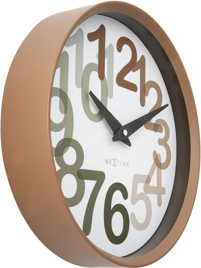 Wandklok 30cm-Stilte-Toffee-Plastic-NeXtime 'Groot Getal'
