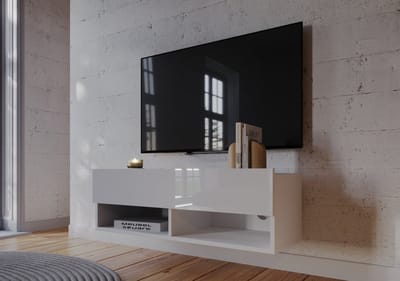 Meubel Square - TV meubel Nivo - Hoogglans Wit - 100cm - Hangend TV Kast