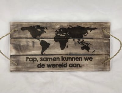 dienblad touw 50x25cm pap, samen kunnen we de wereld aan naturel
