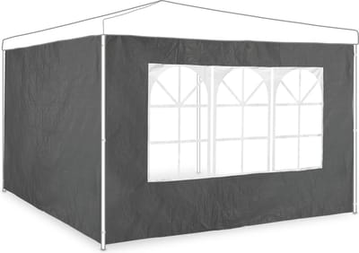 partytent zijwand - set van 2 - met raam - 2 x 3 m - waterdicht - zijkant - kunststof - grijs