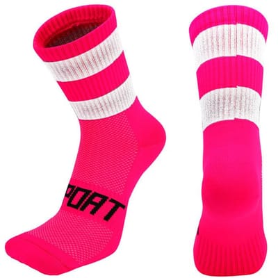 Chaussettes de Sport pour Vélo Équipage Professionnel Équitation Réfléchissant Respirant Chaussette Athlétique pour Course à Pied Vélo Basketball Randonnée L EU 39-44 US 8-12 rose