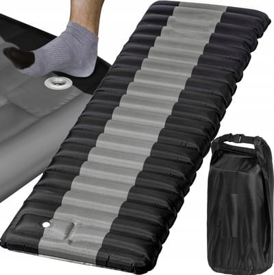 Luchtbed – 1 persoons – Ingebouwde Pomp – 183x60x8cm – Luchtmatras – Gratis Draagtas – Zwart / Grijs – Kamperen