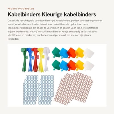 Dailygoods- Kabelbinders 250 stuks - Nylon - Zelfborgend - Organiseren - Etiketten - Hittebestendig - 5 Kleuren - Kabelmarkeerders