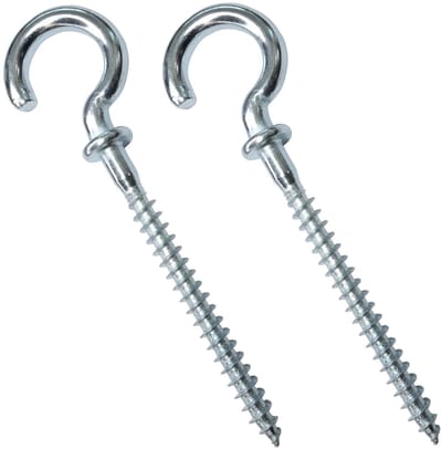 Dailygoods- Schroefhaken Set van 2 - Houtschroef met Onderlegschijf - Verzinkt Staal - Ø4,9 x 84 mm - Haakopening 9 mm - Eenvoudig te Monteren - Haak