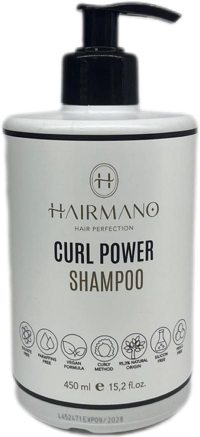 HAIRMANO CURL POWER SHAMPOO - Krulversterkende Shampoo met Kokos & Macadamia Olie - 450ml - Vegan - Sulfaat- & Siliconenvrij