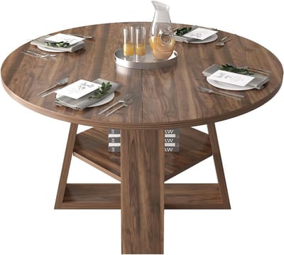 Klaptafel Hout - Eettafel Uittrekbaar - Ruimtebesparend Dineren - Inklapbaar Ontwerp - 110 x 110 x 75 cm - Bruin