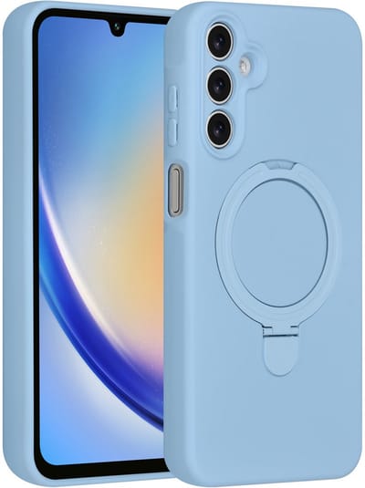 TUNIQ telefoonhoesje voor Samsung Galaxy A15 5G - MagSafe met ringstand - Babyblauw