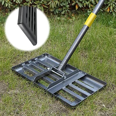 Gazon Schuiver - Nivelleerhark Tuin - Gazon Egaliseren - Verstelbaar Handvat - 25 x 43 cm - Zwart