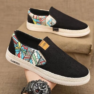 Nieuwe Heren Sport Casual Canvas Schoenen Lente Herfst Zachte Zool Comfortabele Antislip Sneakers Mode Jeugd Stoffen Schoenen voor Mannen 39 zwart