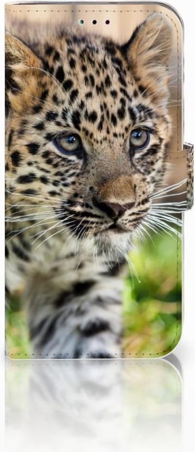 Samsung Galaxy A40 Telefoonhoesje met Pasjes Baby Luipaard
