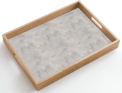 Dienblad hout 50x35 cm - Schootdienblad - Grijs - Beton - Industrieel - Borrelplank rechthoek - Plateau dienbladen