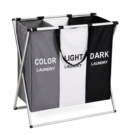 HEM Wasmand 3 Vakken 105 Liter – Wassorteerder Donker, Licht & Kleur – Polyester Wasmand met Aluminium Frame – Opvouwbare Wasmand – Was Organizer 58x40x58 cm – Inclusief HEM Microvezeldoekje
